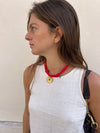 Collier Rouge & Charms Verts