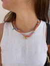 Collier Floral & Charms Bleu